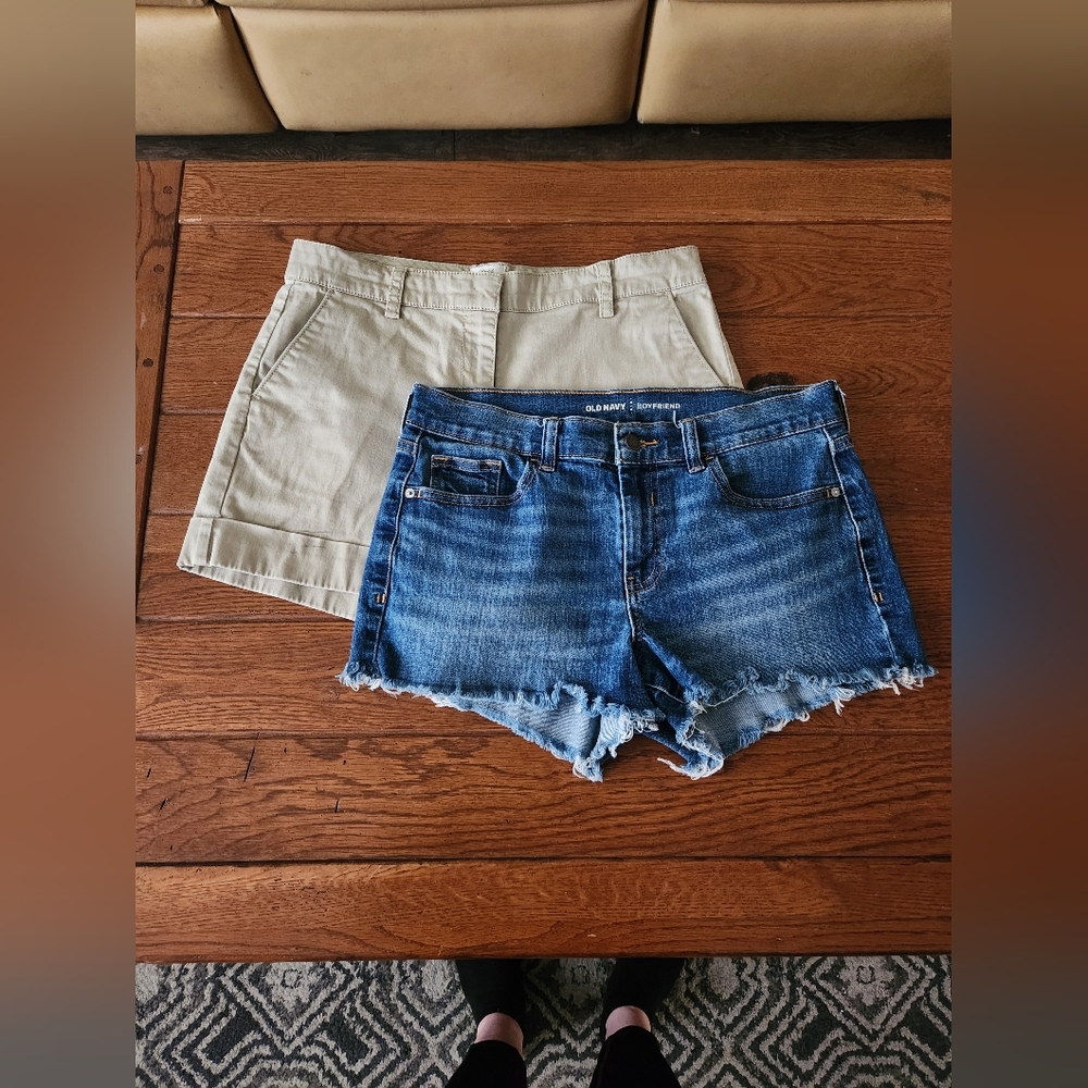 Old Navy Denim Blue and Khaki Women's Shorts 2pair